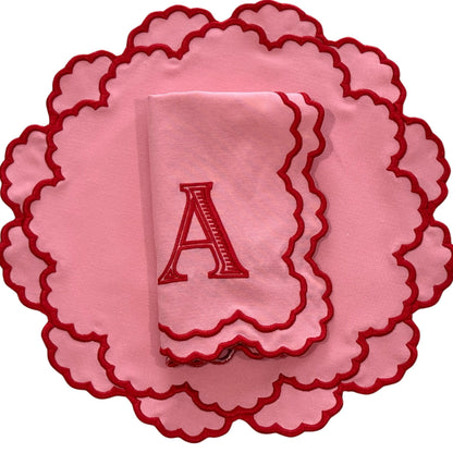 CRESSIDA PINK ROUND FABRIC PLACEMAT & NAPKIN SET (Set Of 4)