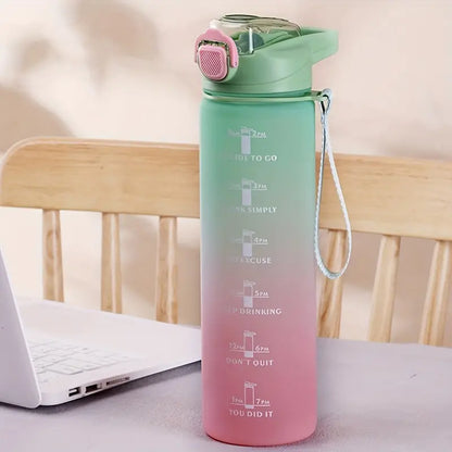 Motivational Water Bottle with Lid and Straw, 1000ml