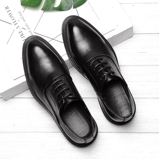 Korean Youth Thick-Soled Leather Shoes
