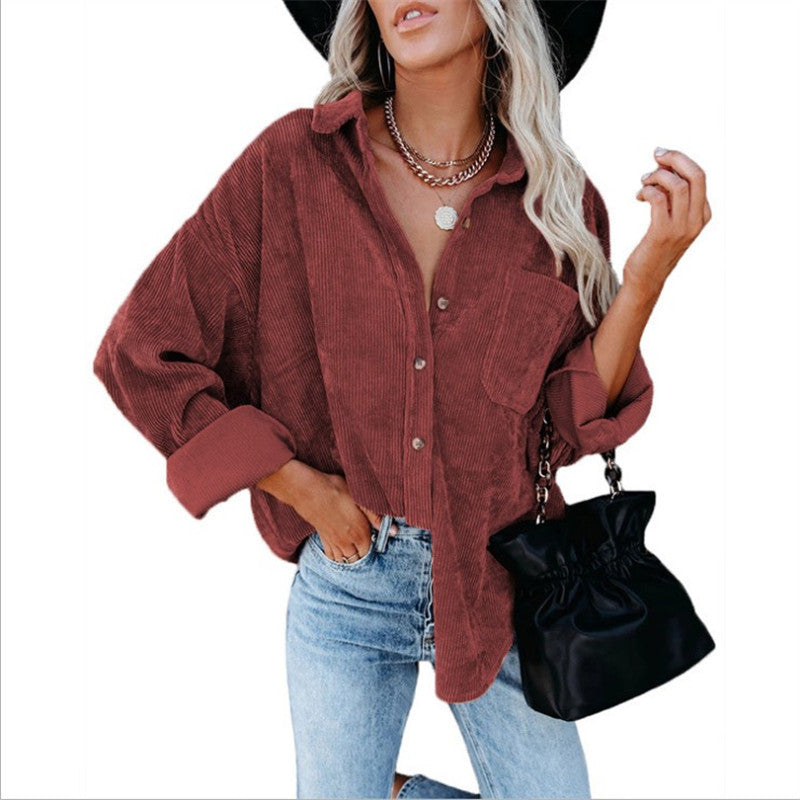 Autumn Winter Women's Solid Color Lapel Casual Jacket