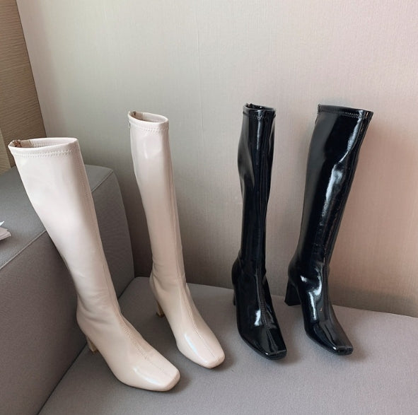 Fashionable Women's Knee-High Chunky Heeled Boots