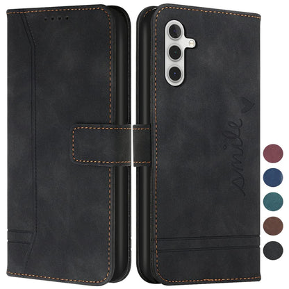 COTDINFOR Wallet Case for Samsung Galaxy A35 5G Galaxy A35 5G Case with Card Holder Leather Flip Case with Kickstand Magnetic Full Protection Compatible with Samsung Galaxy A35 5G Smile Black