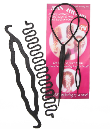 Hair Styling Tool Set: Bun Maker, Threading Wand, Needle