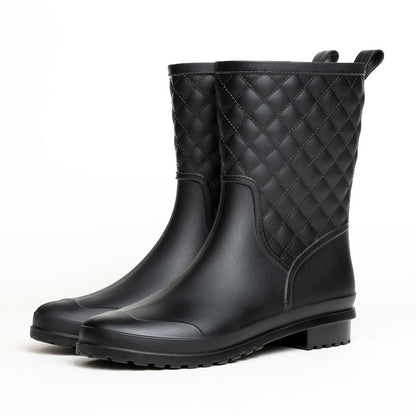 Women's Casual Waterproof Rain Boots - Medium Tube Rubber
