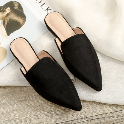 Women's Flock Pointed Mules Flats Slippers