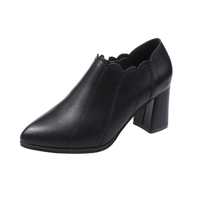 2019 Women's Chunky Heeled Ankle Boots with Pointed Toe