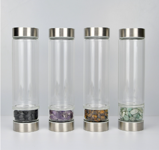 Creative Natural Colored Stone Glass Water Bottle