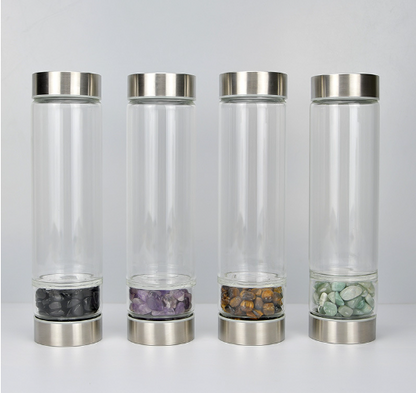 Creative Natural Colored Stone Glass Water Bottle