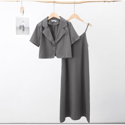 Elegant Women's Office Suit Set - Short Sleeve Blazers
