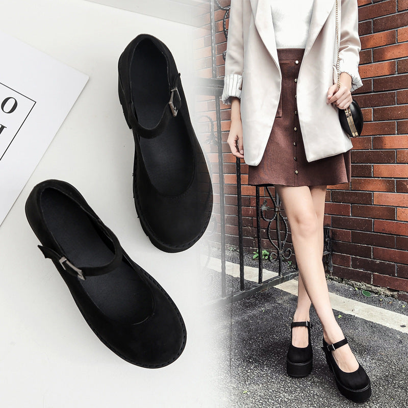 Chunky Heeled Women's Round Toe Platform Shoes