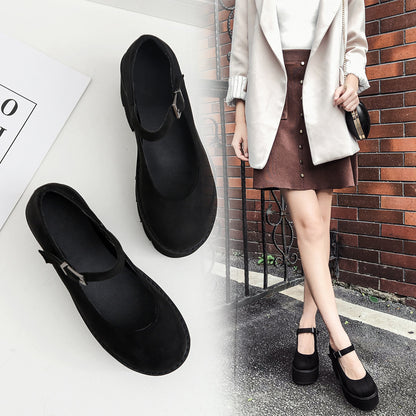 Chunky Heeled Women's Round Toe Platform Shoes