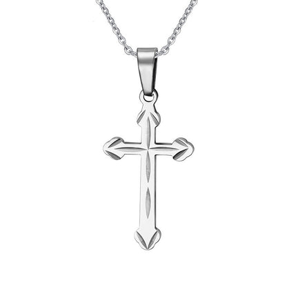 Titanium Steel Men's Cross Pendant Necklace