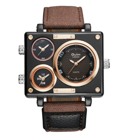 Multifunctional Men's Watch with Large Square Dial