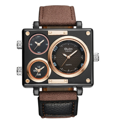 Multifunctional Men's Watch with Large Square Dial