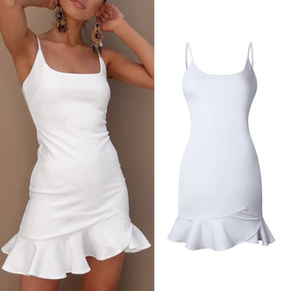 Sexy Spaghetti Strap Pleated Backless Dress