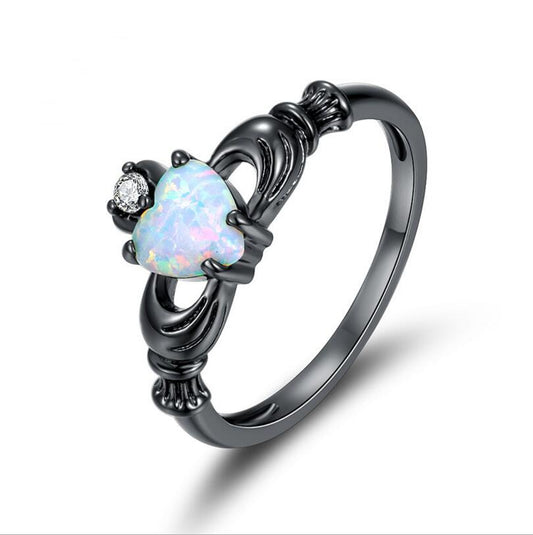 Diamond Ring, Black Gold Ring, Heart Ring