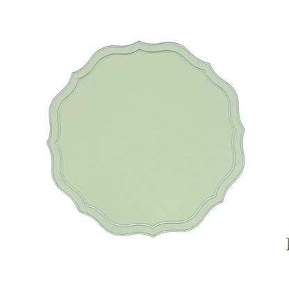 ORCHID LIGHT GREEN SQUARE FAUX LEATHER PLACEMAT (Set Of 4)