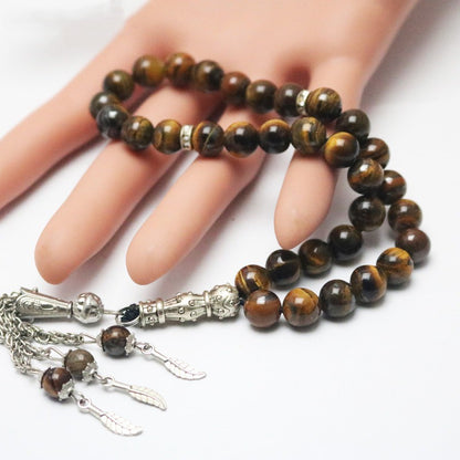 Tiger Eye Prayer Beads Bracelet with Tassel (33 Beads)