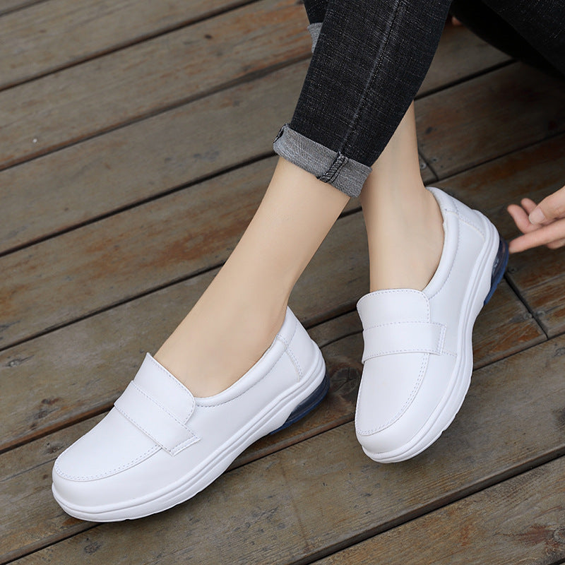 Women's Comfortable White Flat Non-Slip Work Shoes