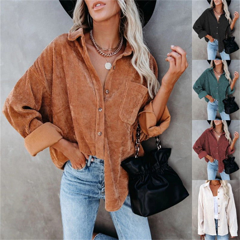 Autumn Winter Women's Solid Color Lapel Casual Jacket