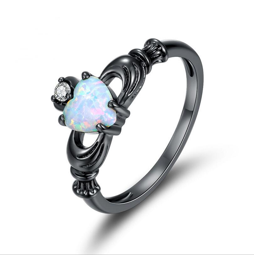 Diamond Ring, Black Gold Ring, Heart Ring