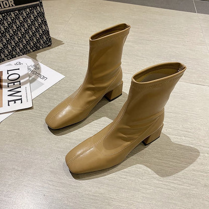 Women's Martin Boots - Stylish Chunky Heeled Ankle Boots
