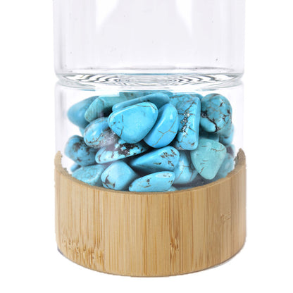 Natural Crystal Quartz Stone Energy Glass Water Bottle