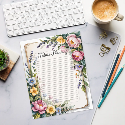 Future Planning Notepad – Floral 8.5x11 - Dipaliz