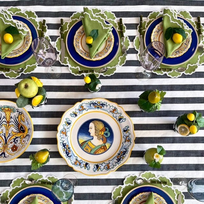 CRESSIDA GREEN ROUND FABRIC PLACEMAT & NAPKIN SET (Set Of 4)