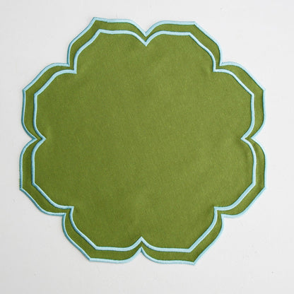 LUMERA GREEN ROUND FABRIC PLACEMAT (Set Of 4)