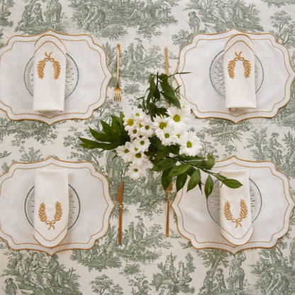 LUNA IVORY GOLD TRIM PLACEMAT & NAPKIN SET (Set Of 4)