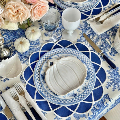 GATHER NAVY BLUE ROUND FABRIC PLACEMAT (Set Of 4)
