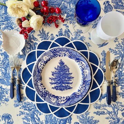 GATHER NAVY BLUE ROUND FABRIC PLACEMAT (Set Of 4)