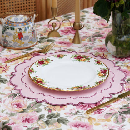 HARMONY LIGHT PINK ROUND FABRIC PLACEMAT (Set Of 4)