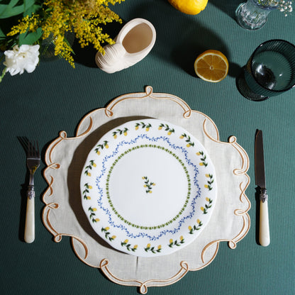 CELESTIA LINEN IVORY GOLD TRIM SQUARE PLACEMAT (Set Of 4)