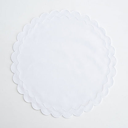 LILY WHITE ROUND FABRIC PLACEMAT & NAPKIN SET (Set Of 4)