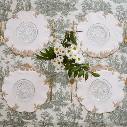 LOTUS WHITE GOLD ROUND FAUX LEATHER PLACEMAT (Set Of 4)