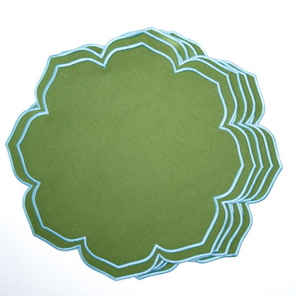 LUMERA GREEN ROUND FABRIC PLACEMAT (Set Of 4)