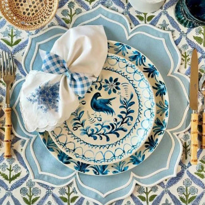 LUMERA LIGHT BLUE WAVY EDGE FABRIC PLACEMAT (Set Of 4)