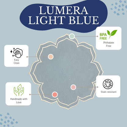 LUMERA LIGHT BLUE WAVY EDGE FABRIC PLACEMAT (Set Of 4)