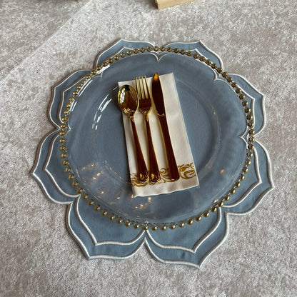LUMERA LIGHT BLUE WAVY EDGE FABRIC PLACEMAT (Set Of 4)