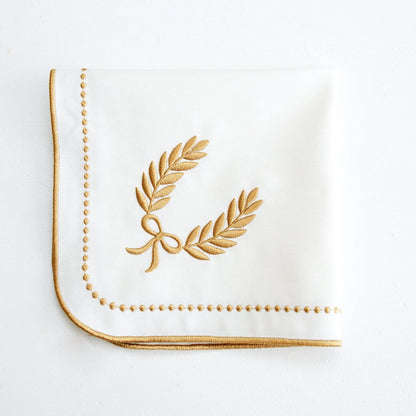 LUNA IVORY GOLD TRIM PLACEMAT & NAPKIN SET (Set Of 4)