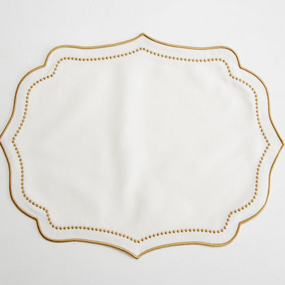 LUNA IVORY GOLD TRIM PLACEMAT & NAPKIN SET (Set Of 4)