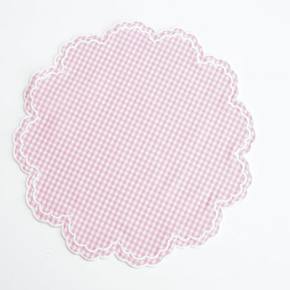 MAGNOLIA PINK GINGHAM WHITE TRIM PLACEMAT & NAPKIN SET (Set Of 4)