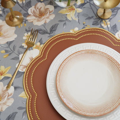 NURTURE BROWN GOLD SCALLOPED FAUX LEATHER PLACEMAT (Set Of 4)