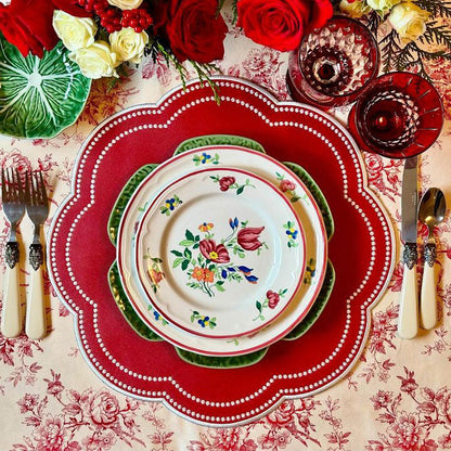 NURTURE RED SCALLOPED FAUX LEATHER PLACEMAT (Set Of 4)