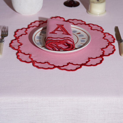 CRESSIDA PINK ROUND FABRIC PLACEMAT & NAPKIN SET (Set Of 4)