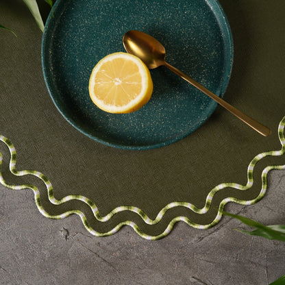 ELYSIAN DARK GREEN FAUX LEATHER PLACEMAT (Set Of 4)