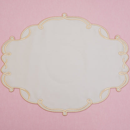 CELESTIA BEIGE OVAL FAUX LEATHER PLACEMAT & COASTER SET (Set Of 4)