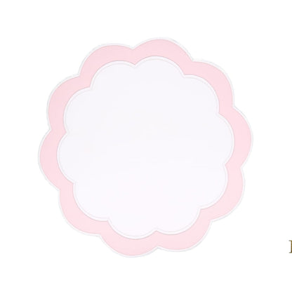 SERENITY WHITE & PINK SCALLOPED FAUX LEATHER PLACEMAT (Set Of 4)